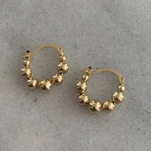 COPY - Gold Beaded Chunky Hoop Earrings Brand New